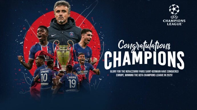UEFA Champions League 2025 Winner Twitter Post template